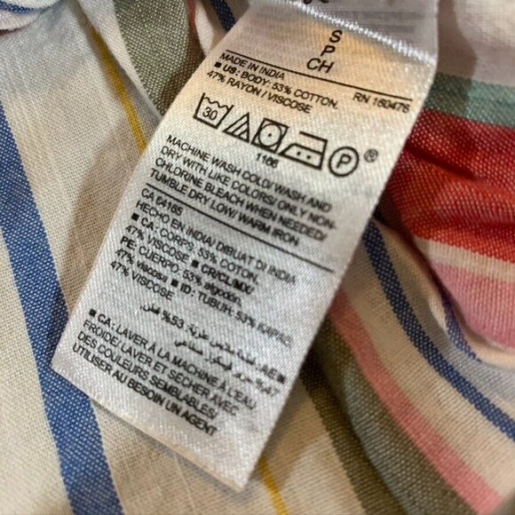 Old Navy Women S Shirt Blouse Casual Button Up Short Sleeve Colorful Lightweight - Picture 3 of 5